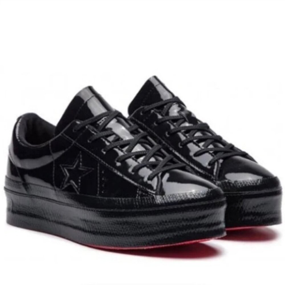 WOMEN'S PLATFORM BLACK CONVERSE WITH RED BOTTOM | SIZE: 8
